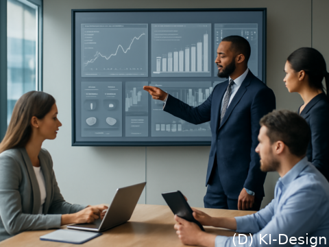 Vereinfachter Prozess zur Erstellung von KPI-Dashboards: Ziele definieren, Daten sammeln und analysieren.